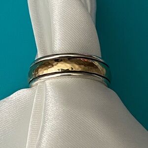 James Avery 14 KT Gold and Silver Hammered band Ring SZ 7